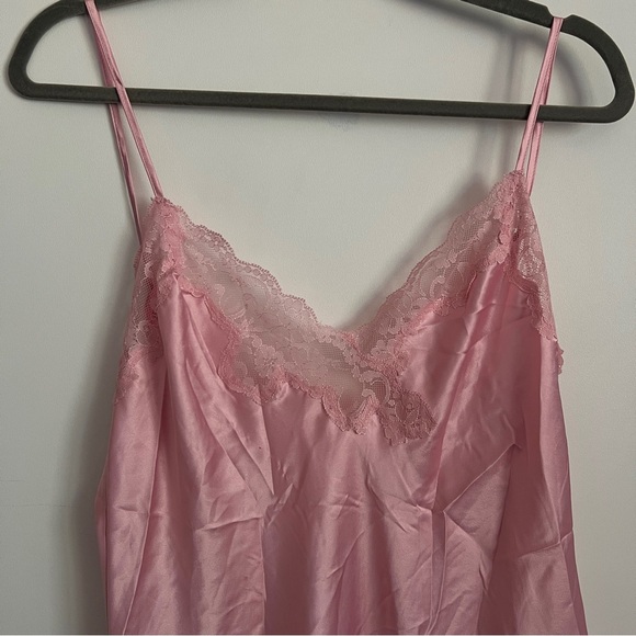 Victoria’s Secret Pink Lace Trim Satin Chemise Dress-Women’s Size Medium - Picture 2 of 8